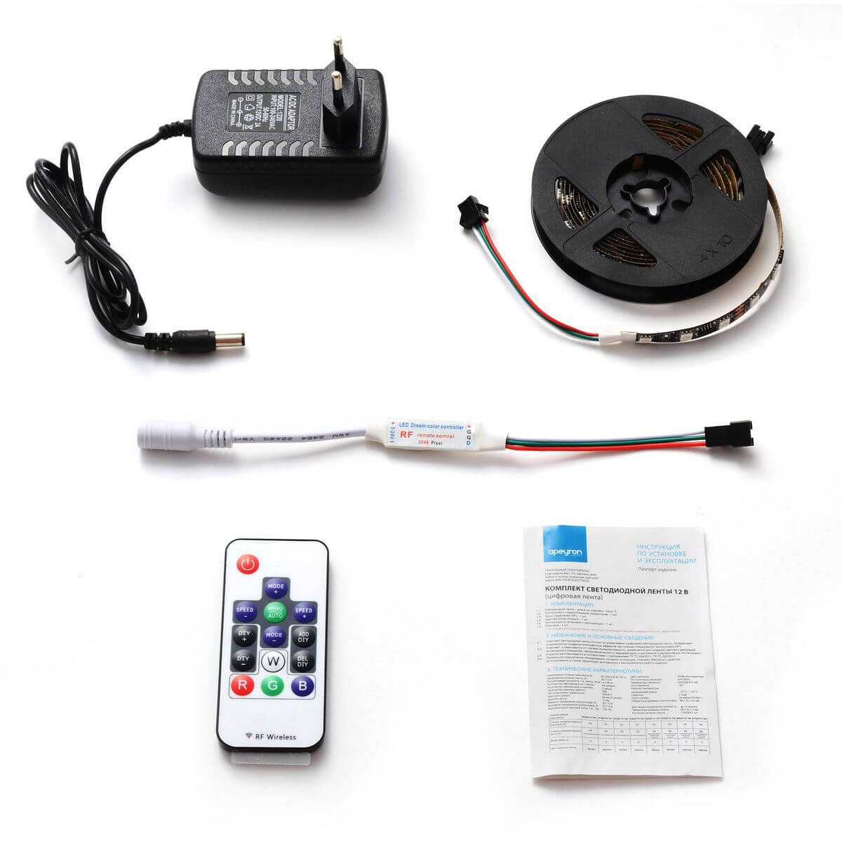Светодиодная лента Apeyron 14,4W/m 60Led/m 5050SMD разноцветная 2M 81ЦЛ