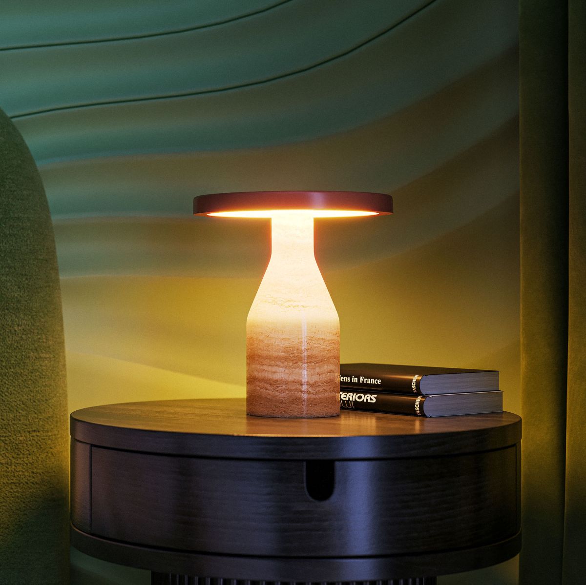 Настольная лампа Arlight SP-CROOD-TAB-R22.5x24-7W Warm3200-MIX (RD-BRG, 140 deg, 230V) (IP20, Травертин) 061732