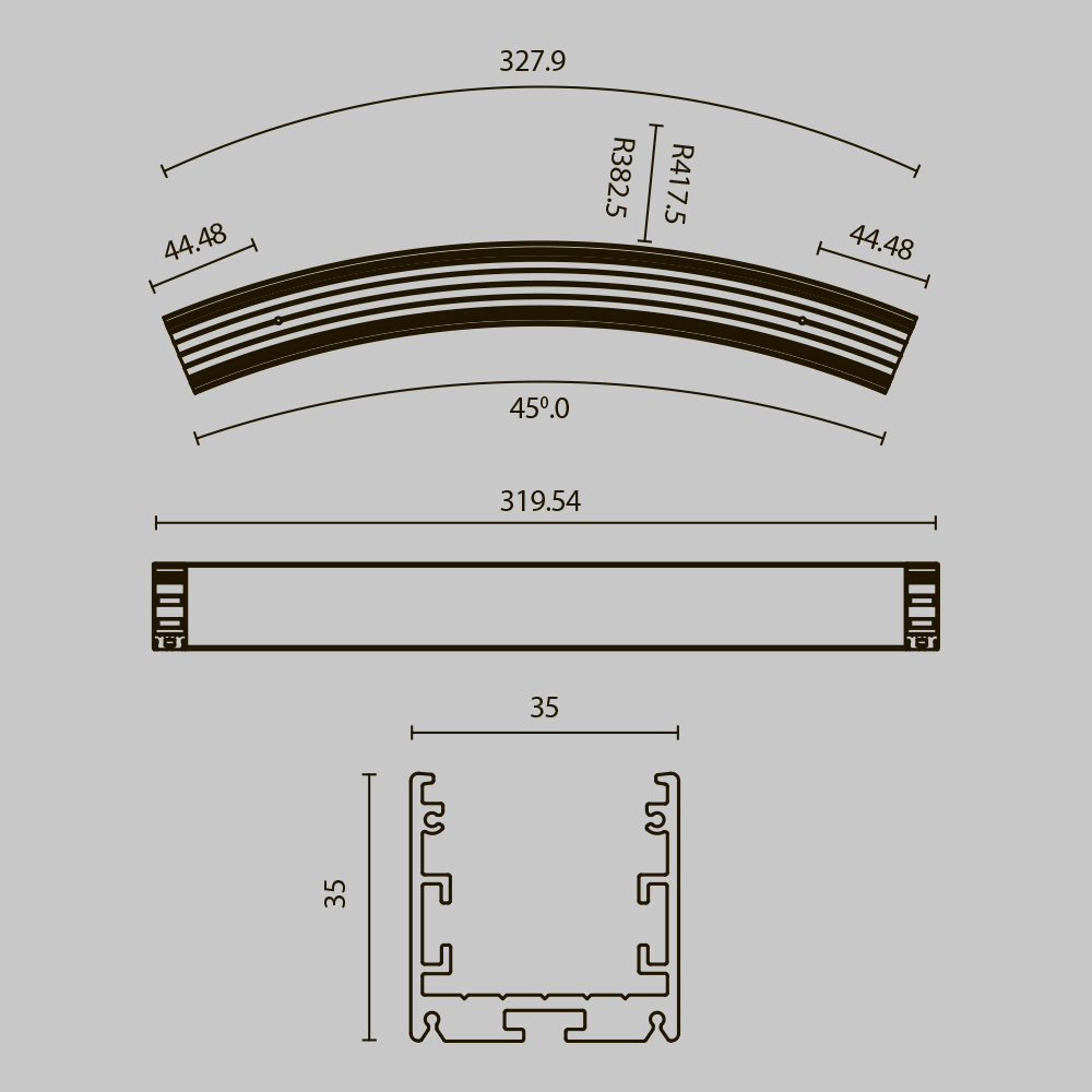 Радиусный профиль Maytoni Led strip ALM-3535R-B-D-45°-0.8M