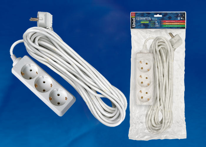 Удлинитель (02889) 3гн х 10м с/з Uniel Standard S-GCD3-10