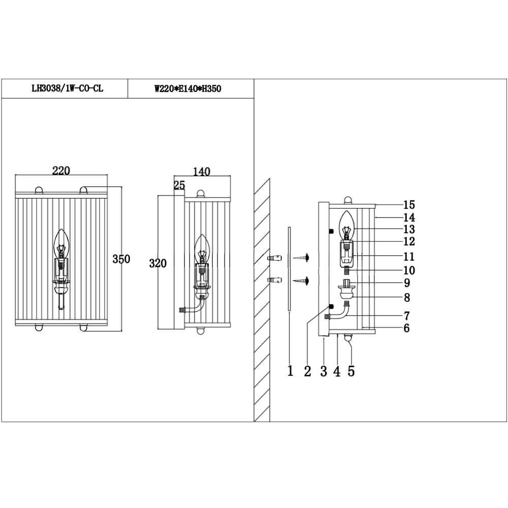 Настенный светильник Lumien Hall Lariana LH3038/1W-CO-CL