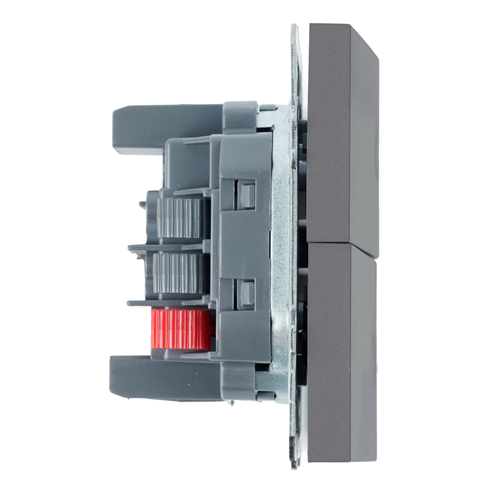 Переключатель 2-клавишный (механизм) СЗК Stekker Эмили 250В 10А RSW10-5107-10ZK платиново-серый soft touch 50241