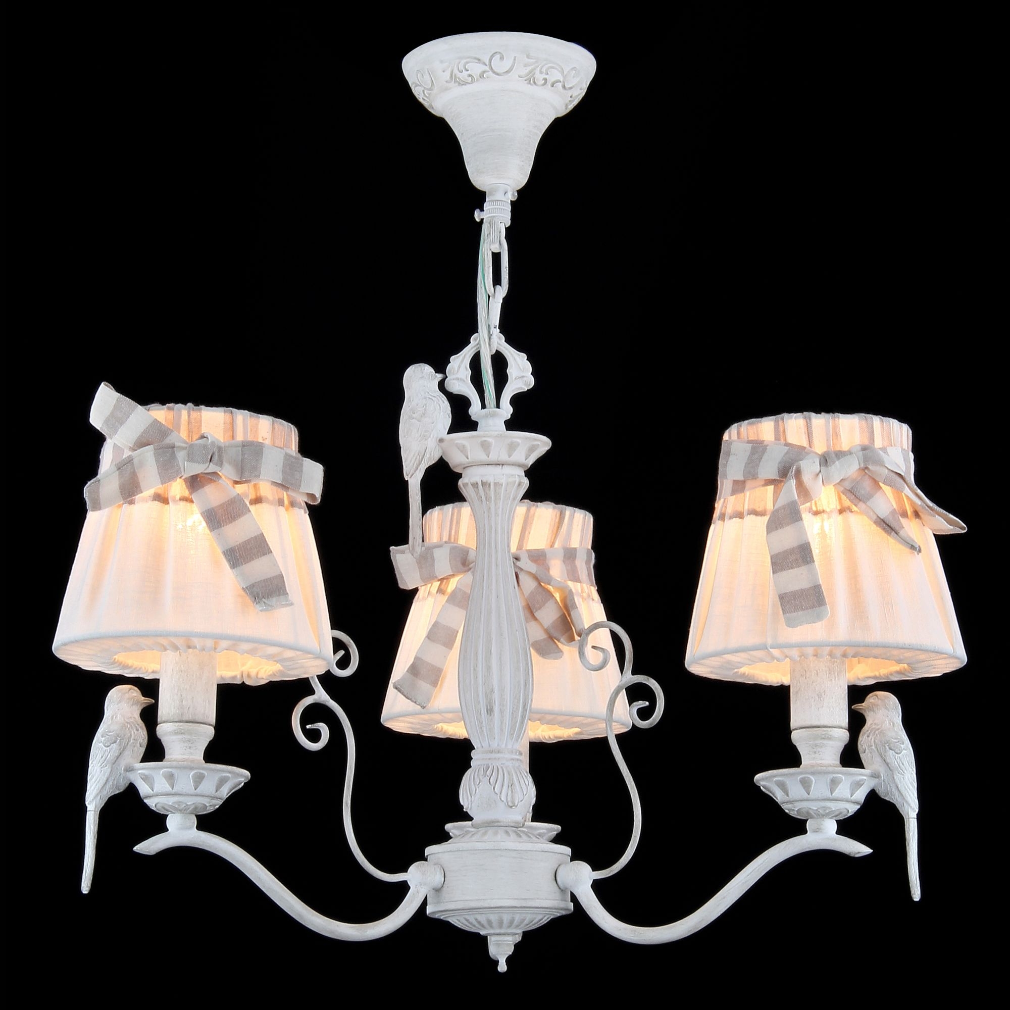 Подвесная люстра с абажуром из ткани Maytoni Bird ARM013-03-W