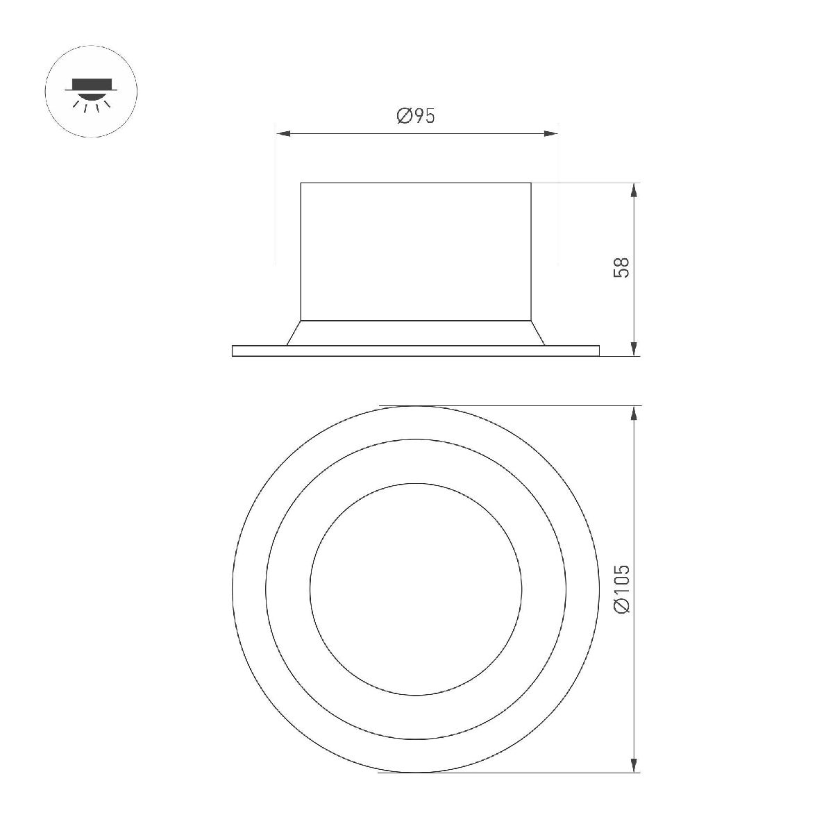 Встраиваемый светильник Arlight MS-DROP-BUILT-R105-14W Day4000 (BK, 85 deg, 230V) 041496