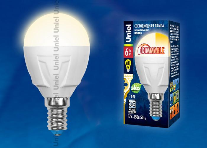 Лампа светодиодная диммируемая (UL-00000693) Uniel E27 6W 4500K матовая LED-G45-6W/NW/E27/FR/DIM