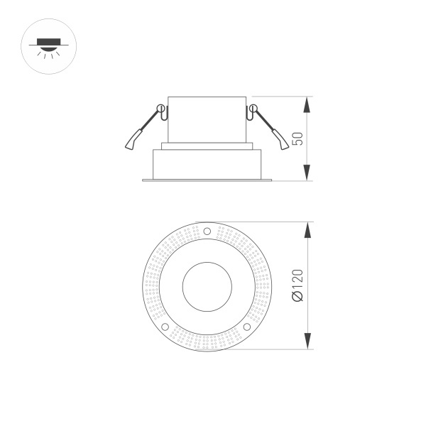 Корпус встраиваемого светильника Arlight Plurio-Base-Built-Trimless-R120 031705