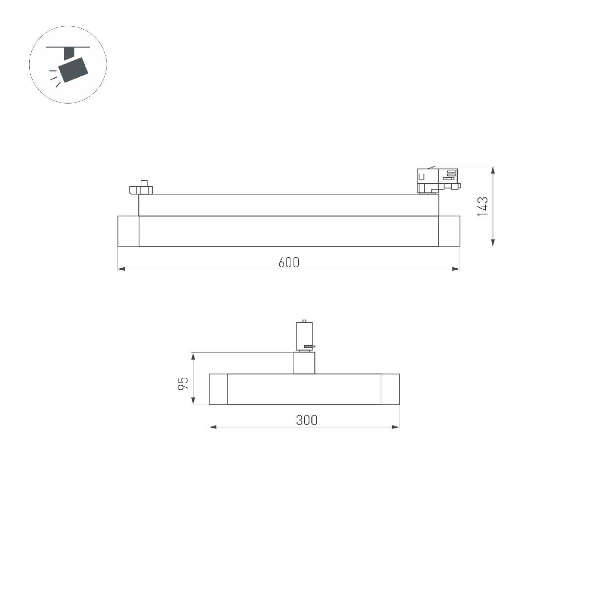 Трековый трехфазный светильник Arlight LGD-AFINA-4TR-S600x300-50W Day4000 (BK, 110 deg, 230V) 035495(1)