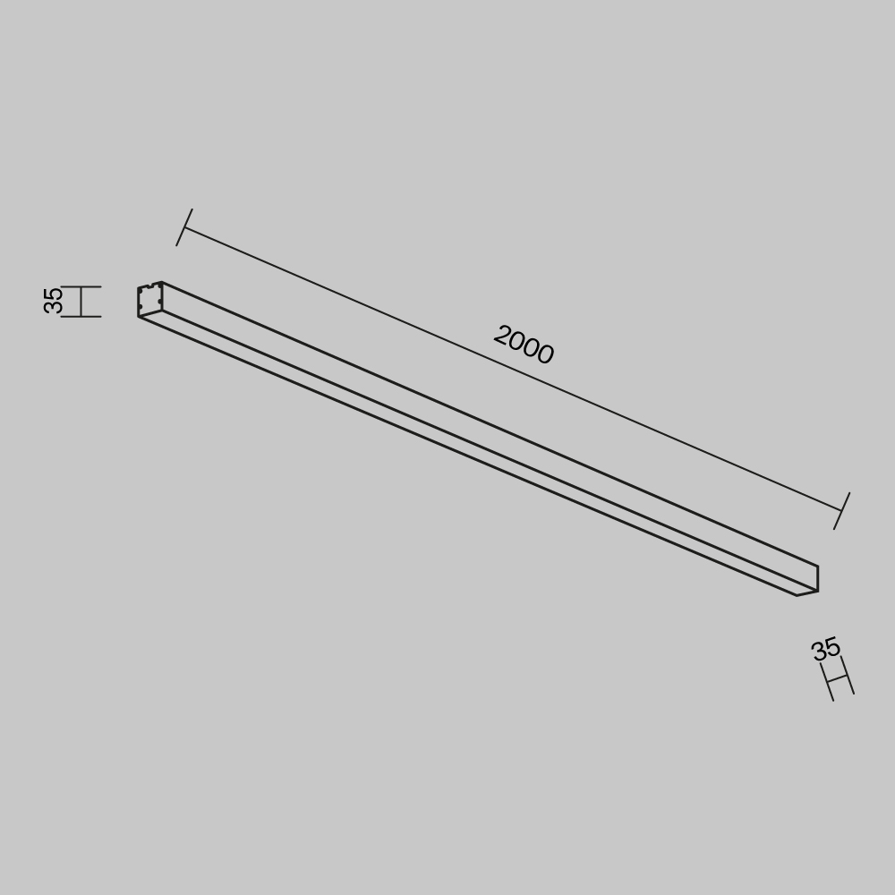 Линейный накладной светильник Maytoni Technical 3000K 35x35 (Серебро, 2 м) LL311007