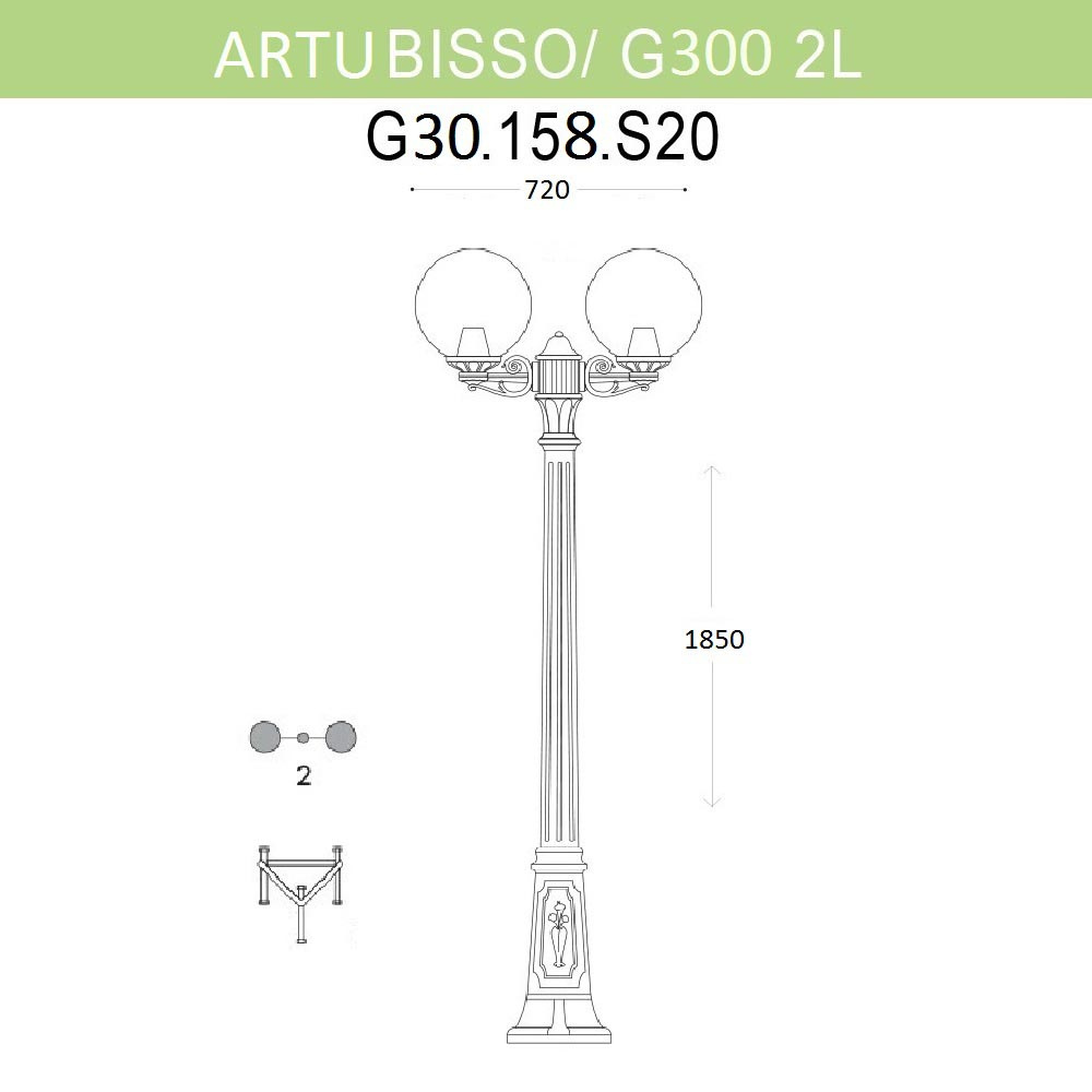 Уличный фонарь Fumagalli Artu Bisso/G300 2L G30.158.S20.BZE27