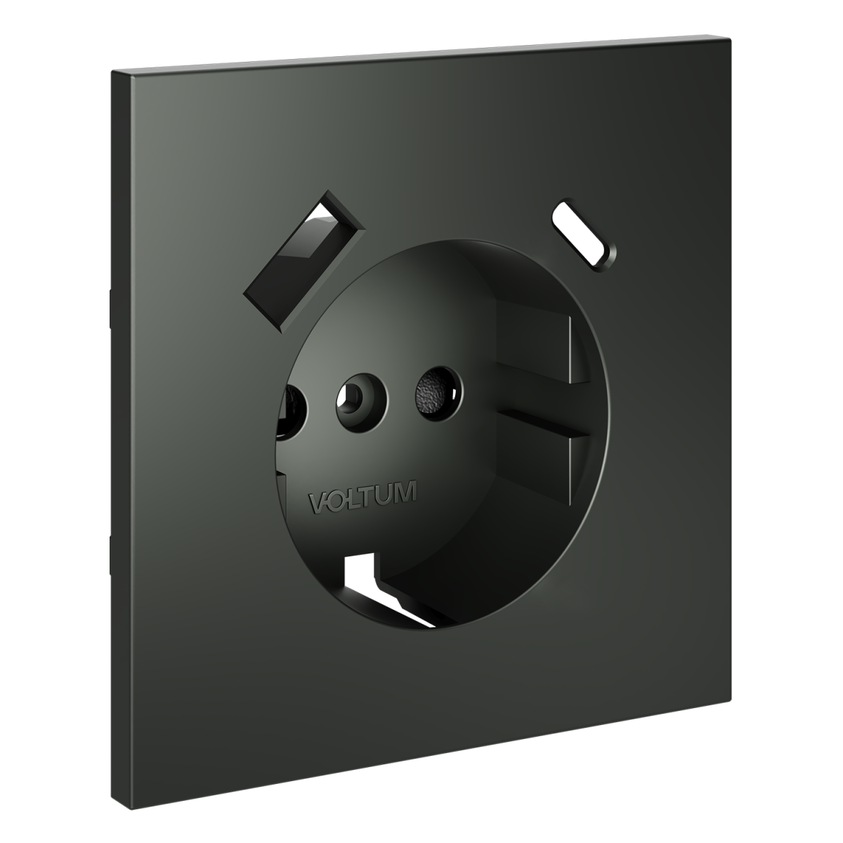 Накладка для розетки с заземлением и защитными шторками, с USB A+C Voltum S70 (титан) VLS001006