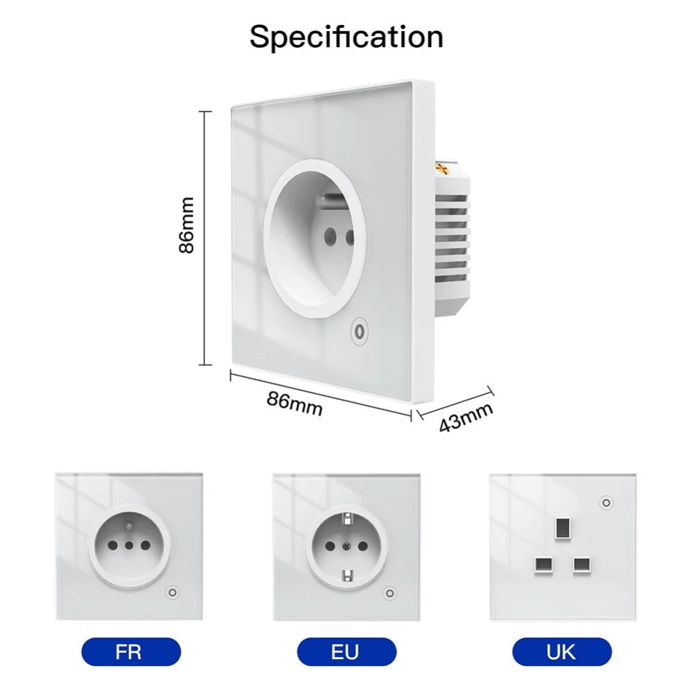 Розетка 1-пост. Moes Smart Socket Wi-Fi 95-250В 16А IP20 WK-EU