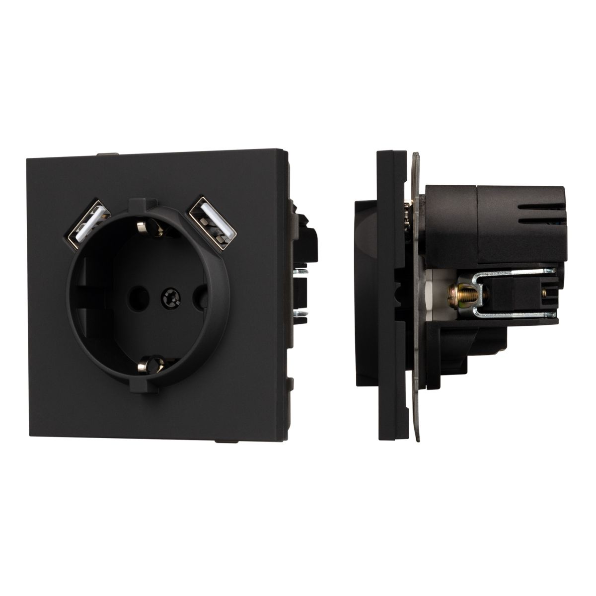 Механизм розетки с USB зарядкой Arlight SCT-TENDO-MUAA-SFPL-BK (230V, 16A) 054603