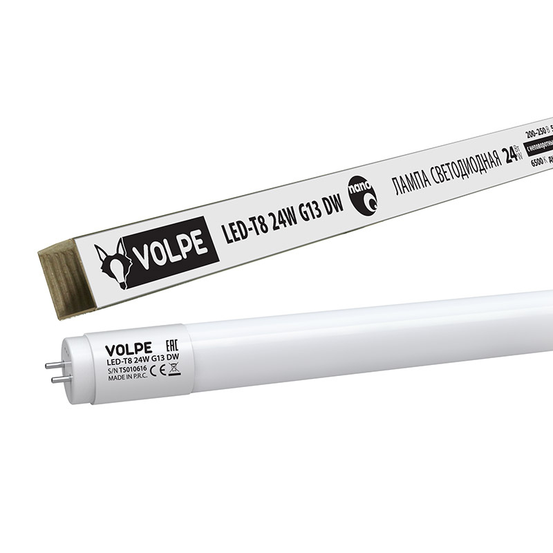 Лампа светодиодная (UL-00001459) Volpe G13 24W 6500K матовая LED-T8-24W/DW/G13/FR/FIX/N