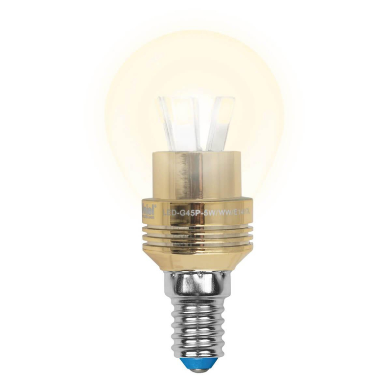 Лампа светодиодная (10061) Uniel E14 5W 3000K прозрачная LED-G45P-5W/WW/E14/CL ALC02GD