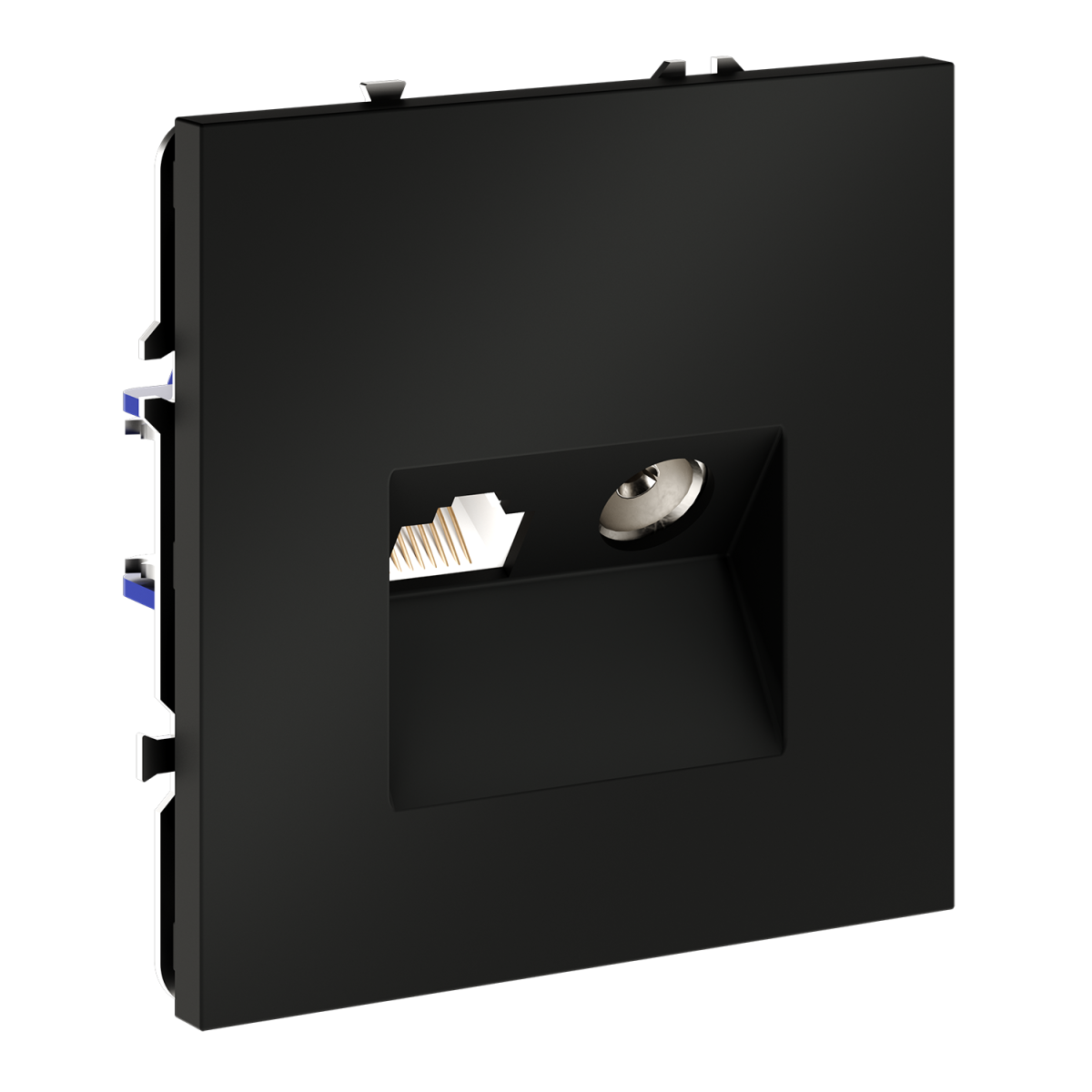 Розетка телевизионная встраиваемая Voltum S70 TV+RJ45 кат. 6, (черный матовый) VLS060708