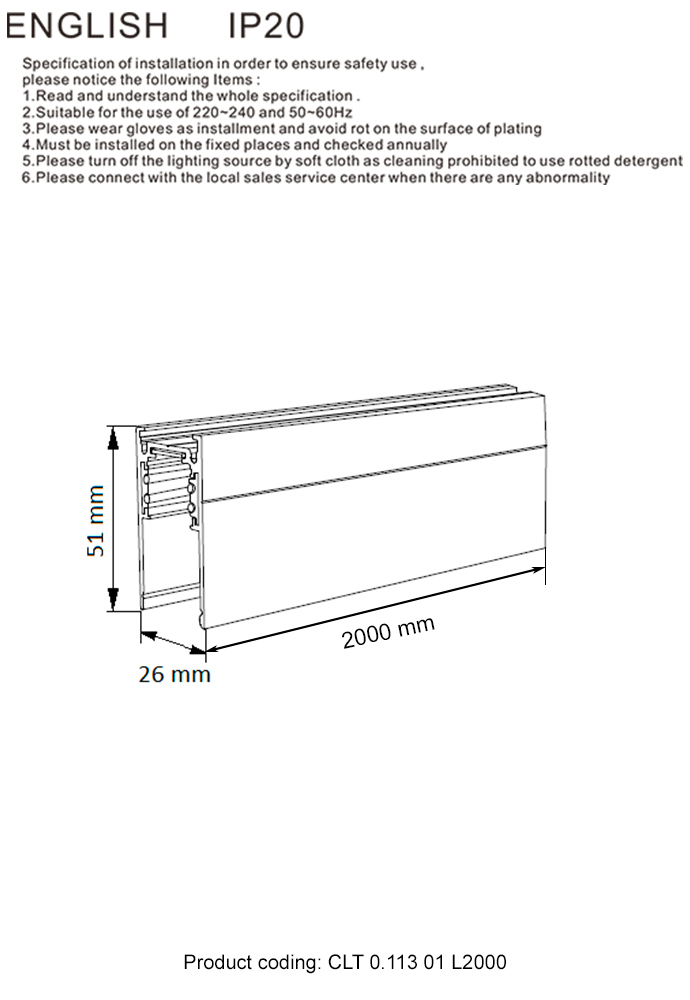 Шинопровод магнитный накладной Crystal Lux Space CLT 0.113 01 L2000 WH