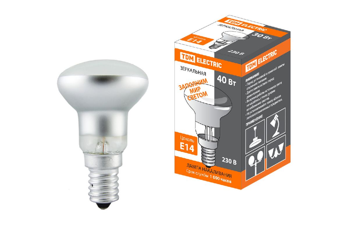 Лампа накаливания TDM Electric Е14 40W 2700K зеркальная SQ0332-0026