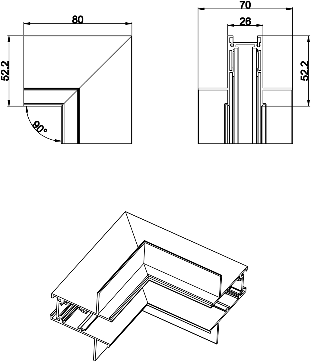 Внутренний угол-соединитель для встраиваемого шинопровода Donolux Space-track System Inner corner InB M