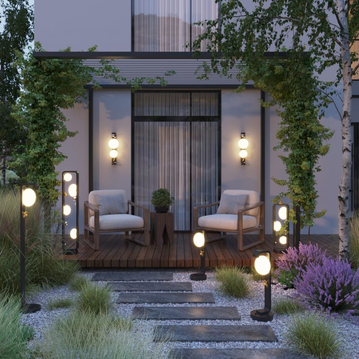Уличный настенный светильник Odeon Light Nature Luma 5434/2W