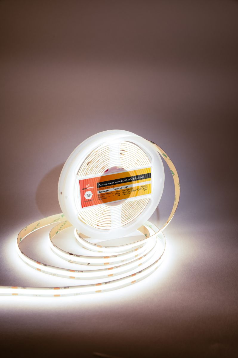 Светодиодная лента LEDS POWER COB 546/м (20Вт/м) 24В холодная 008127