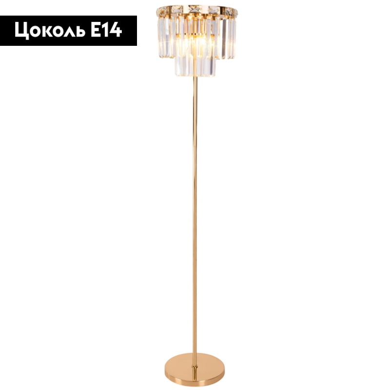 Торшер Eurosvet Elegante 01137/3 золото/прозрачный хрусталь Strotskis a060649
