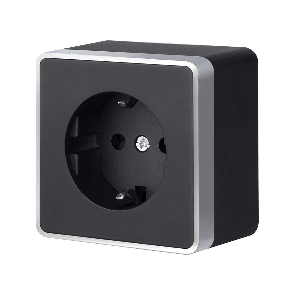 Розетка с заземлением Werkel Gallant (черный с серебром) W5071034 4690389164507 a051148
