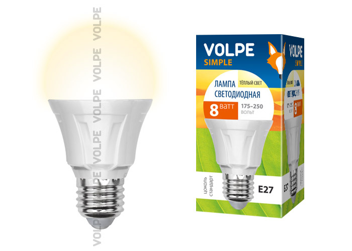 Лампа светодиодная (09438) Uniel E27 8W 3000K матовая LED-A60-8W/WW/E27/FR/S