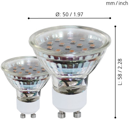 Лампа светодиодная Eglo GU10 3W 3000K прозрачная 11427