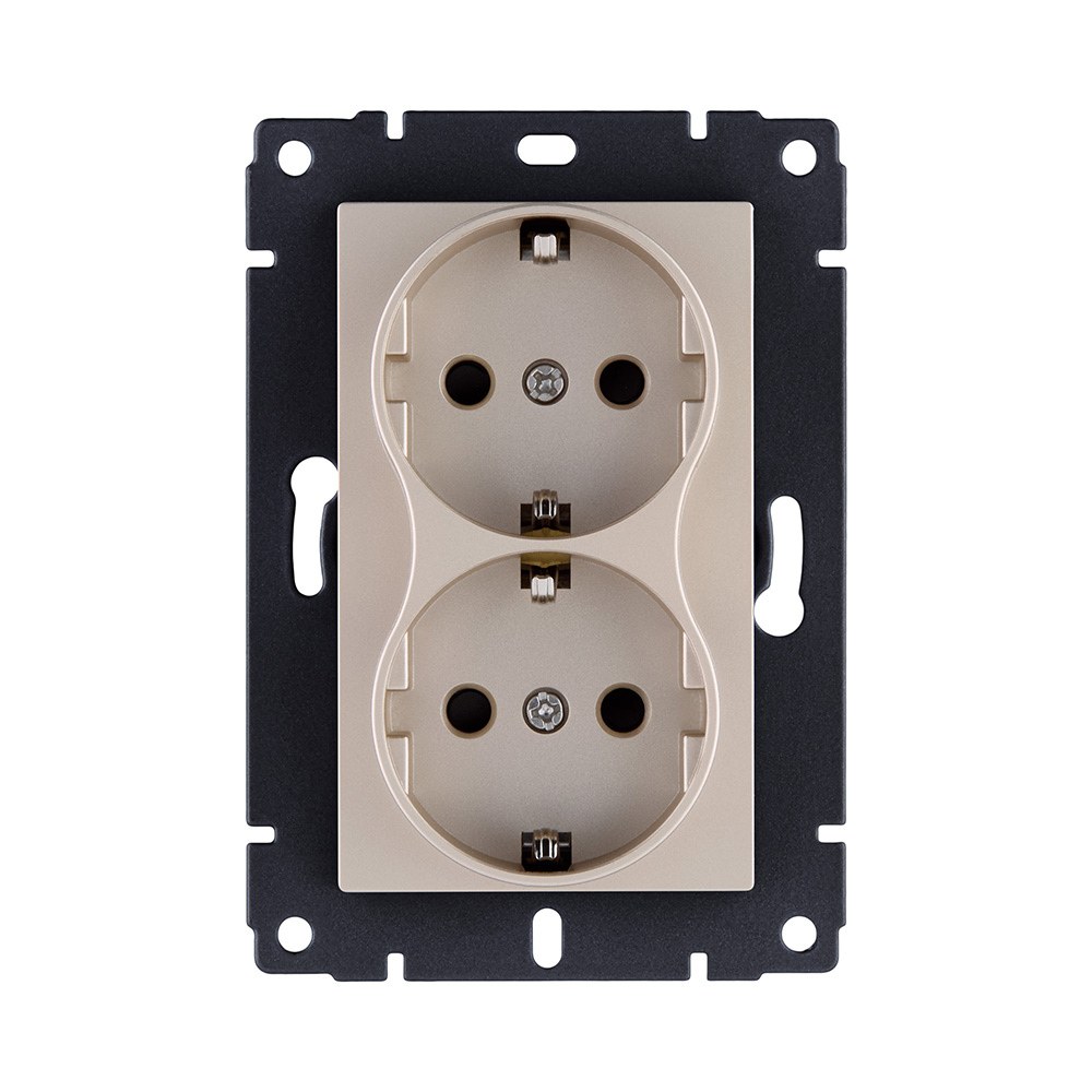 Розетка штепсельная SCHUKO двойная 16A/250 В, золотой Kollinger REA-032GD для Aspekt, Eleganz, Reflex