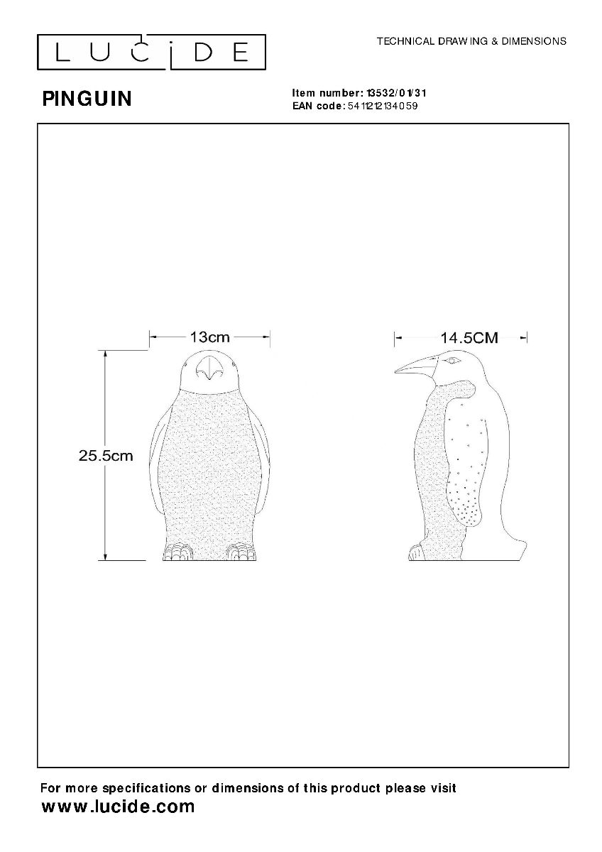 Настольная лампа Lucide Pinguin 13532/01/31