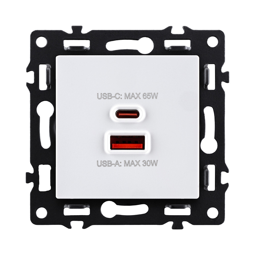 Розетка USB A+C 65W, белый Kollinger Asthetik AS-024WH