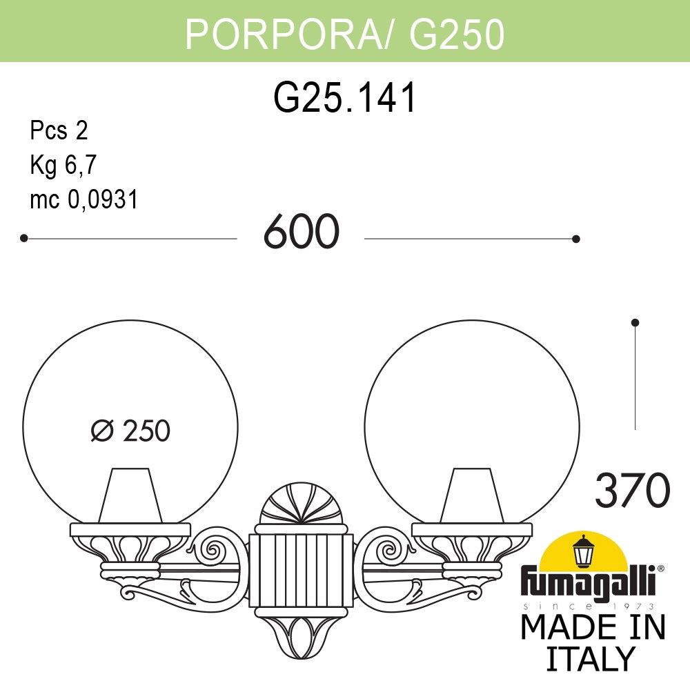 Уличный настенный светильник Fumagalli Globe 250 G25.141.000.AYF1R
