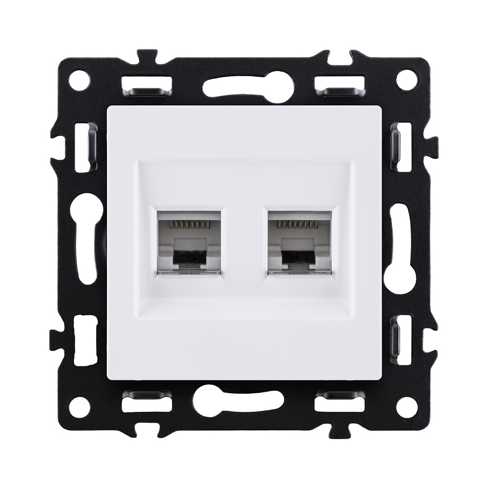 Розетка двойная Ethernet RJ45 Cat.6, белый Kollinger Asthetik AS-018WH