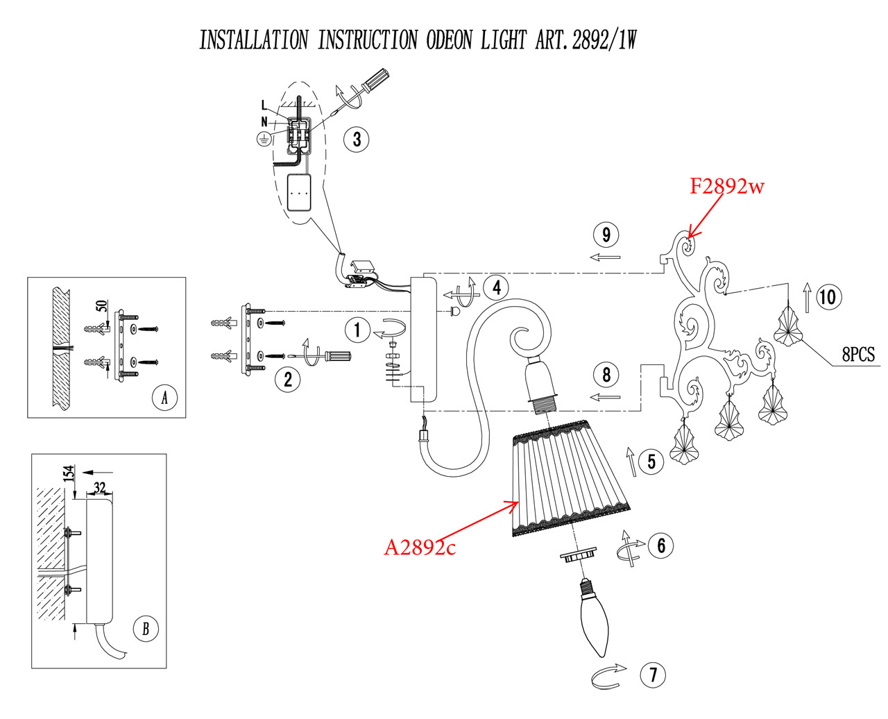 Бра Odeon Light Gronta 2892/1W