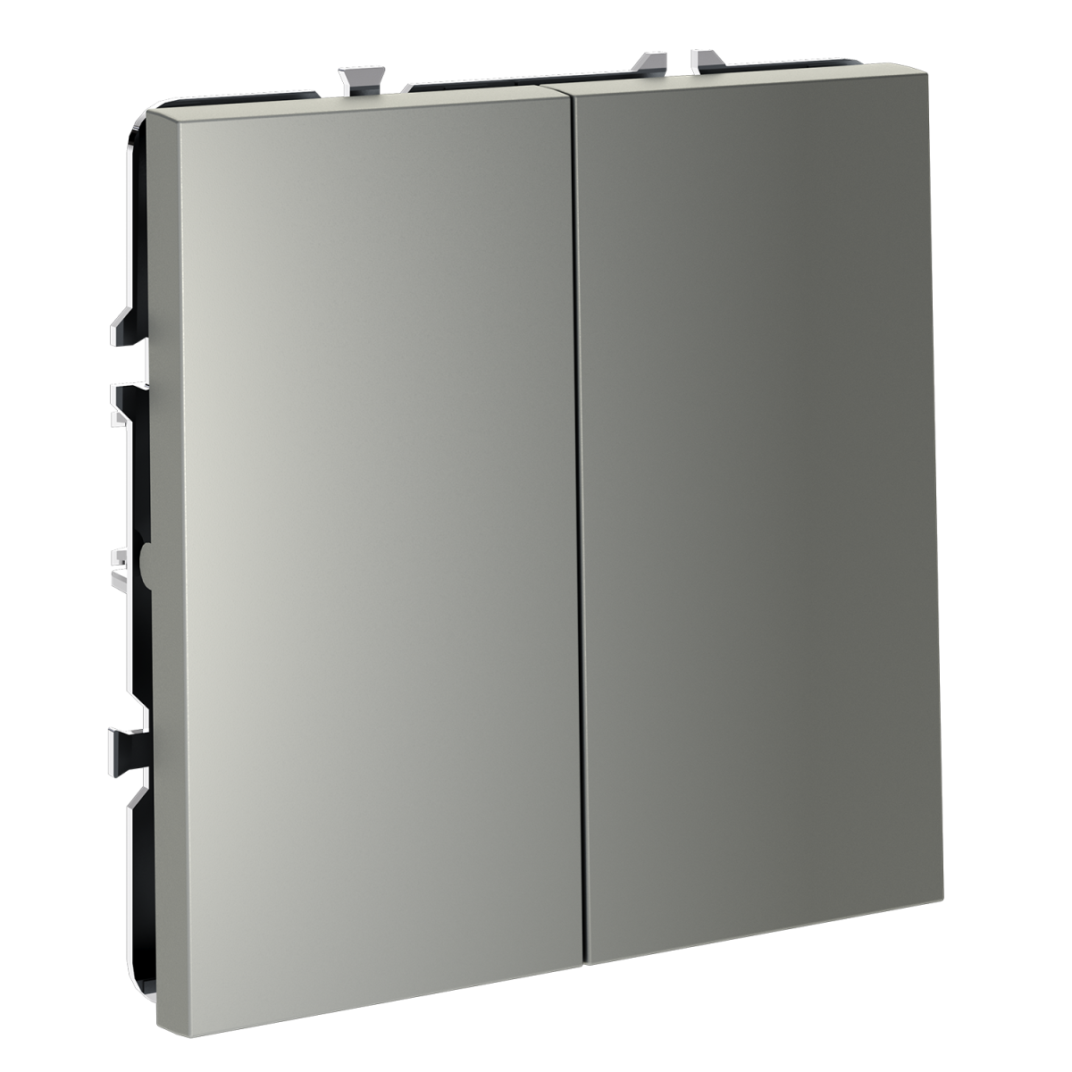 Перекрестный переключатель встраиваемый Voltum S70 двухклавишный 10А, (сталь) VLS020505