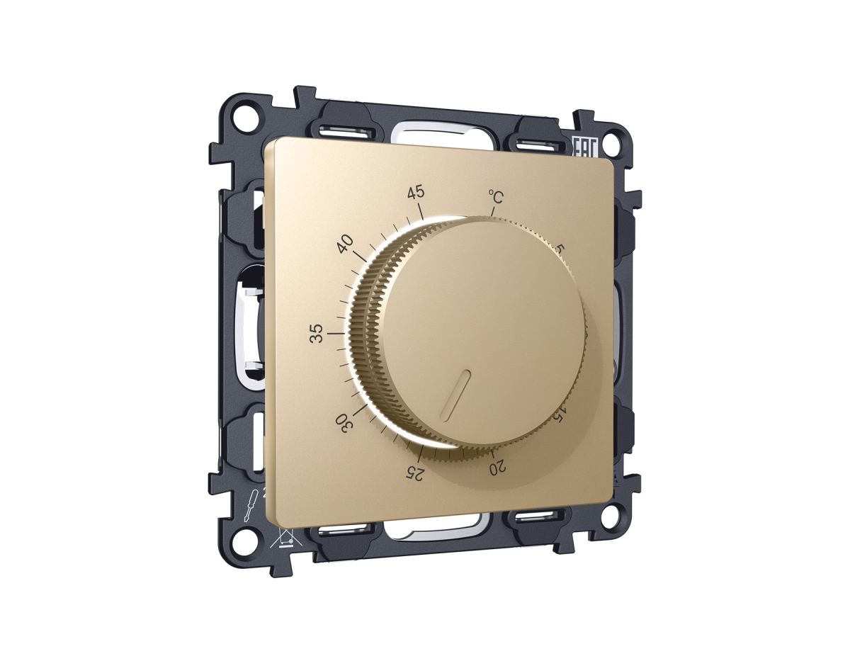 Комплект механизма терморегулятора с датчиком для теплого пола с подсветкой 16A-250V Alfa Шампань Quant Ambrella Volt MA605710 (AP6057, VM1381)