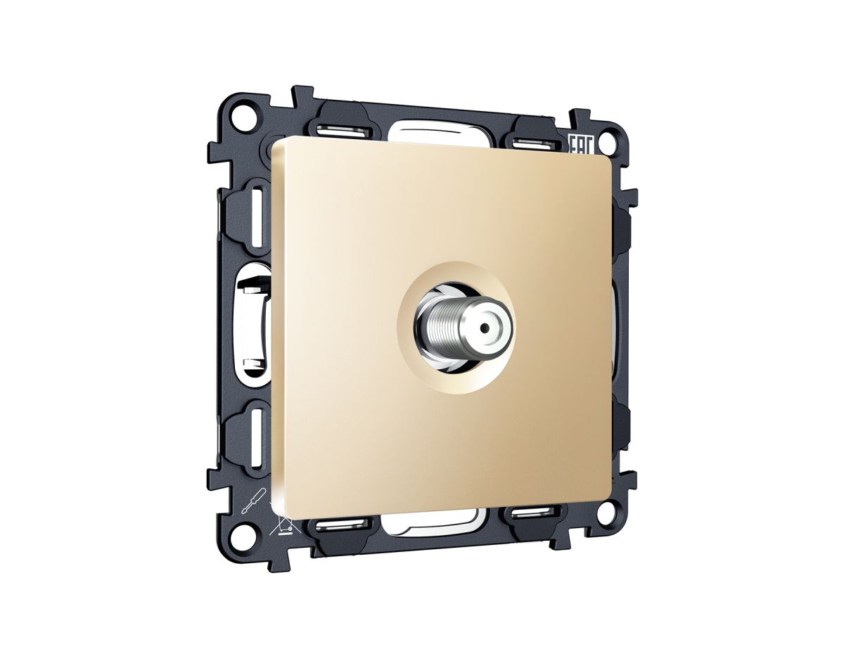 Комплект механизма TV розетки SAT 5-2400MHz 3.5dB Alfa Шампань Quant Ambrella Volt MA613050 (AP6130, VM215)