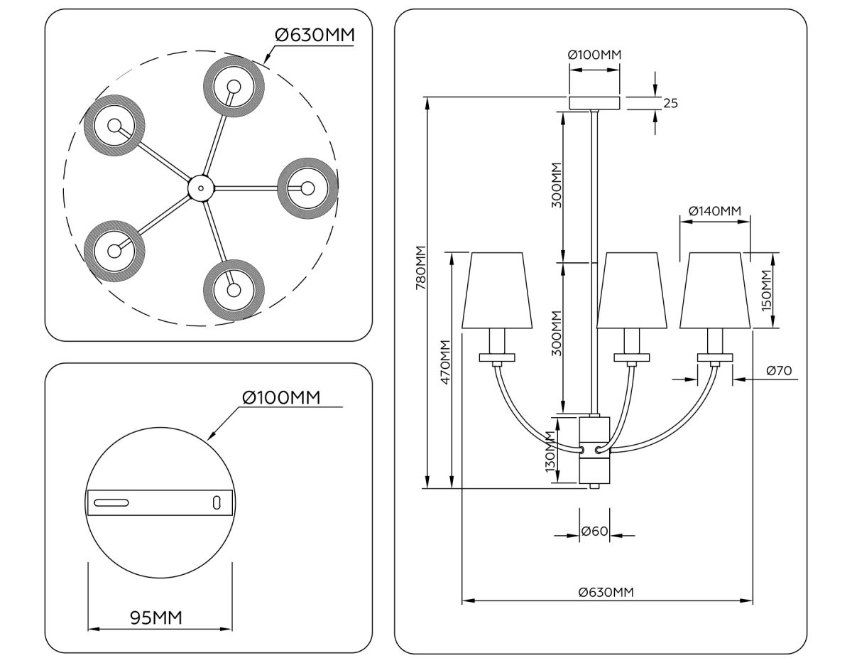 Люстра на штанге Ambrella Light High Light Ceramo Classic LH75351