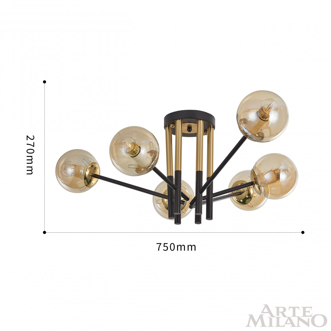 Потолочная люстра Arte Milano Neapolis 273708/6 BK/GD