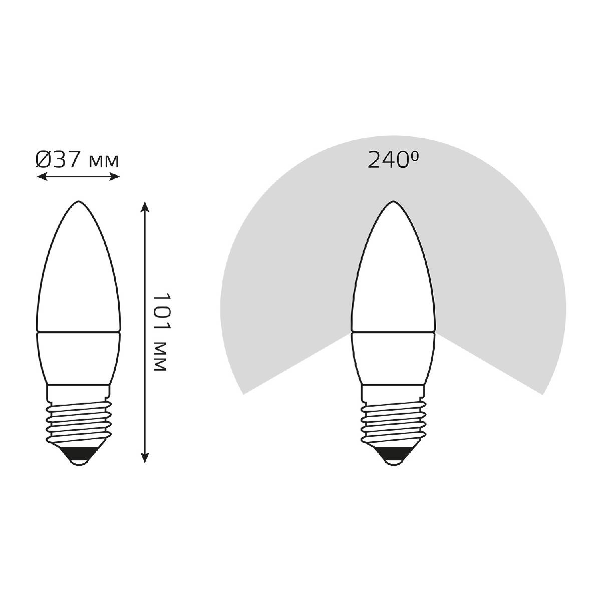 Лампа cветодиодная Gauss E27 6W 4100K свеча матовая 33226