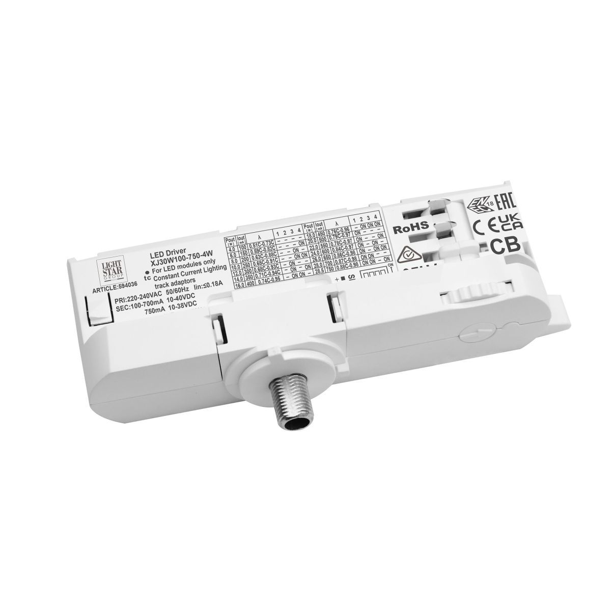 Адаптер с драйвером с DIP-switch для трековой системы Quattro Lightstar 594036