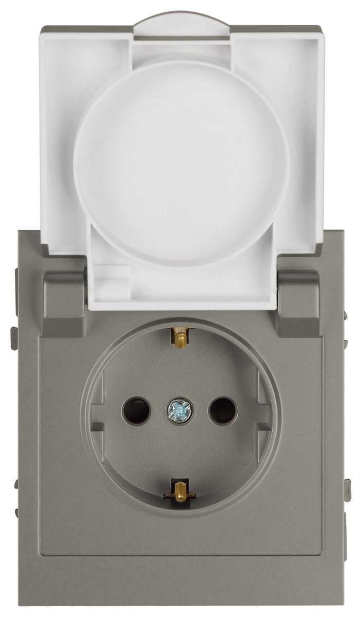 Розетка Эра Arktik 16-2103-07 с заземлением 2P+E Schuko со шторками с крышкой 16А-250В титан Б0070440
