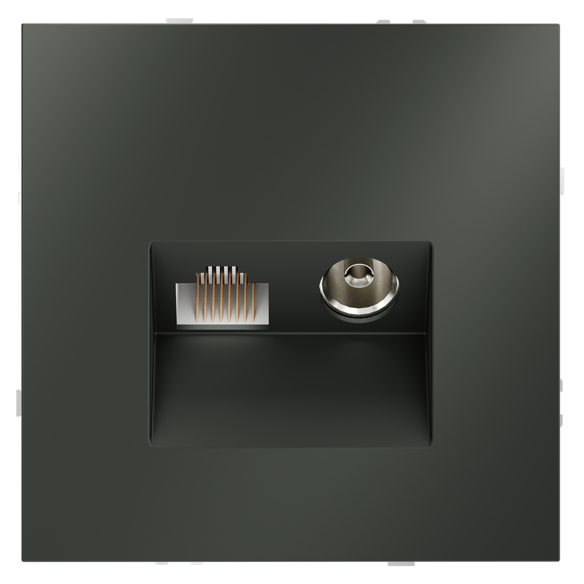 Розетка телевизионная встраиваемая Voltum S70 TV+RJ45 кат. 6, (титан) VLS060706