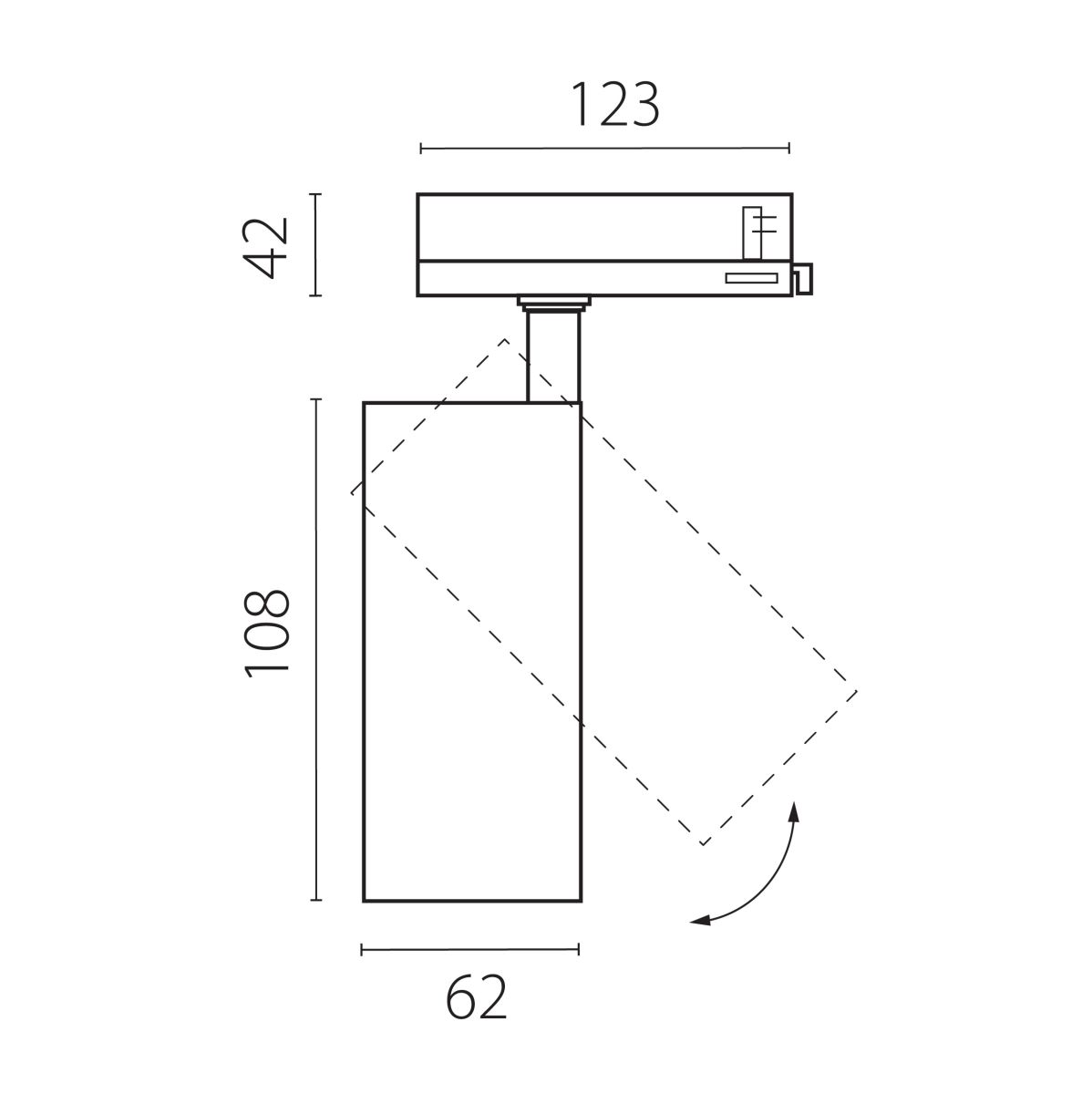 Трековый трехфазный светильник Quattro LED 36G с адаптером Lightstar Alta Base A5147QT36G
