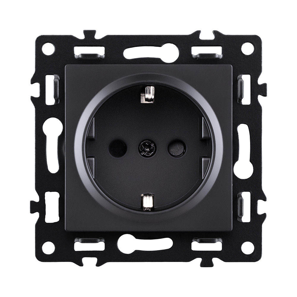 Розетка штепсельная SCHUKO 16A/250 В, черный Kollinger Asthetik AS-014BK
