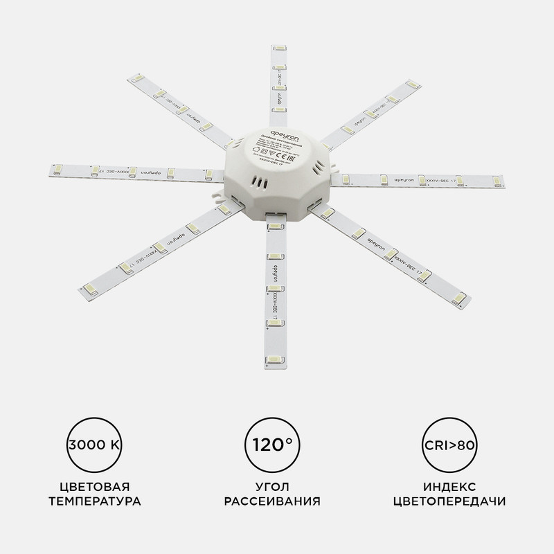 Комплект светодиодных линеек Apeyron Звездочка 220В 5730 16Вт 3000К IP30 12-09