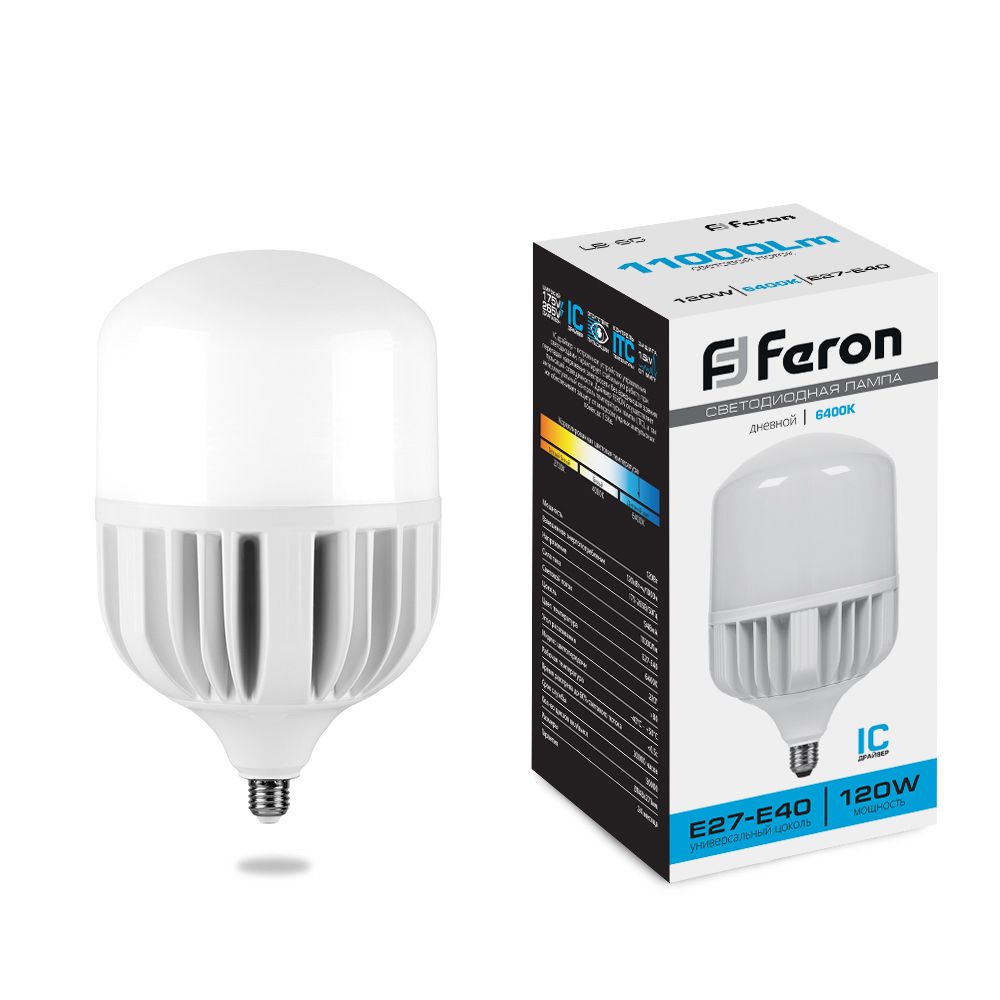 Лампа светодиодная Feron E27-E40 120W 6400K матовая LB-652 38097