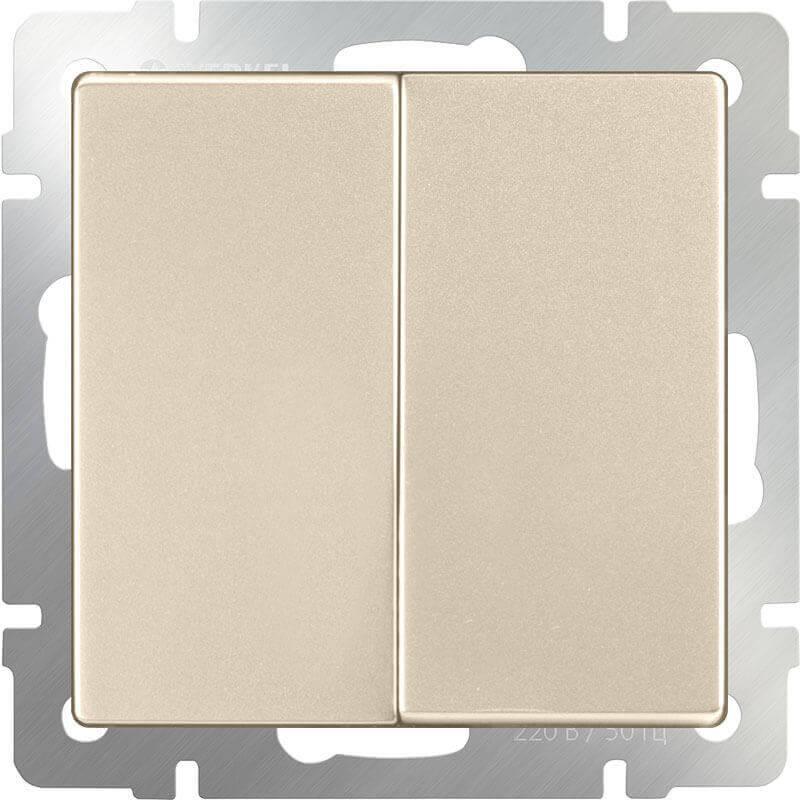 Выключатель Werkel двухклавишный проходной шампань WL11-SW-2G-2W 4690389124648