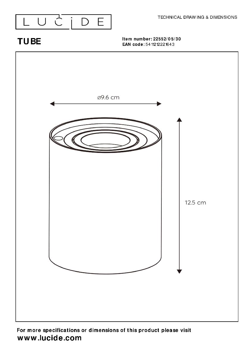 Настольная лампа с диммером Lucide Tube 22552/05/30