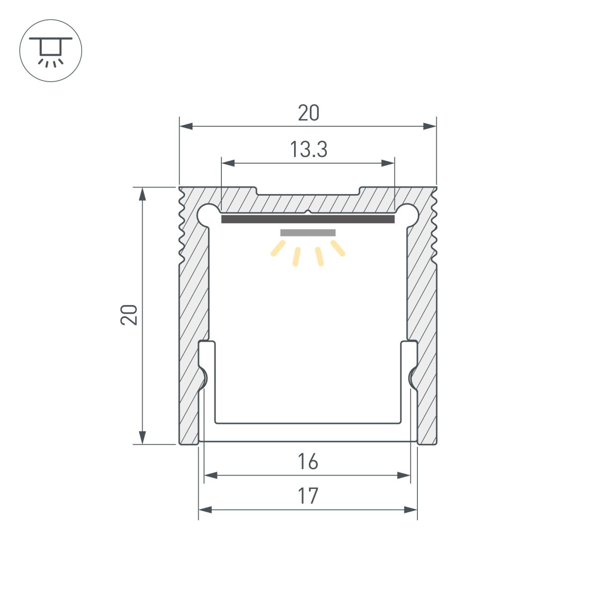 Профиль Arlight SL-SLIM20-H20-2000 ANOD (BY) (Алюминий) 059789